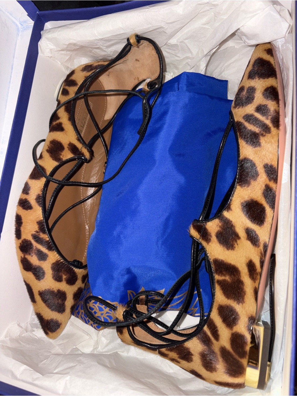 Aquazzura Caramel Leopard Christy Flat new Sz 36